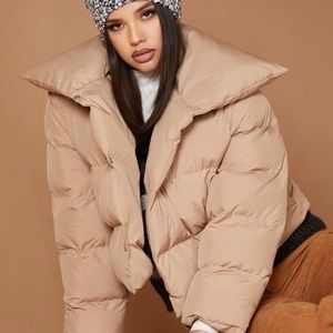 Brown puffer jacket